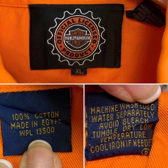 Harley-Davidson Orange NHRA Twill Men’s Button Down Shirt - Picture 10 of 10